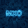 MXO Bot logo: neon blue “MXO BOT” lettering on a dark circuit board background